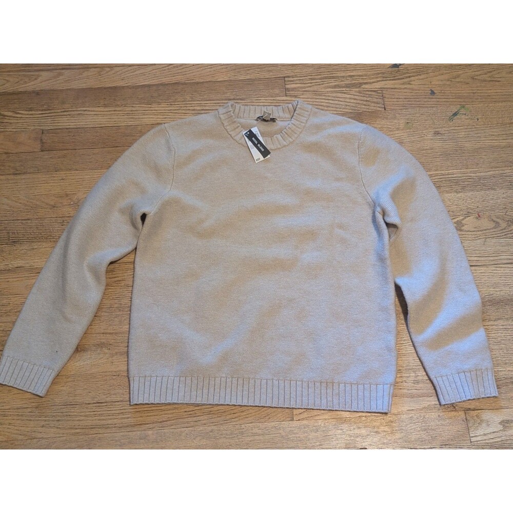 NWT Industry Womens Wool Blend Crewneck Knit Sweater Beige Oatmeal Large L $68